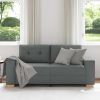 Loveseat Sofa Dark Grey Polyester Fabric