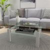 White Coffee Table, Clear Coffee Table