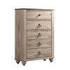 Imerland Contemporary Patched Wood Top 5-drawer Chest, White Wash Finish