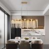 39-inch Modern Golden Pendant Light with Cascading Crystal Strands