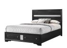 1pc King Platform Bed Storage Drawers Shimmering Silver Accent Black Silver Finish Solid Wood