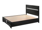 1pc King Platform Bed Storage Drawers Shimmering Silver Accent Black Silver Finish Solid Wood