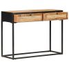 Console Table 39.4"x13.8"x29.5" Rough Mango Wood and Natural Cane