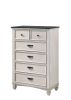 Beautiful Farmhouse Two-Tone Finish 1Pc Chest Storage Drawers Bedroom Furniture Black Nickel Hardware