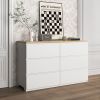 6 Drawer Storage Cabinet, Dresser, Wood Storage Tower Clothes Organizer, Wide Chest of 6 Drawers