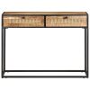 Console Table 39.4"x13.8"x29.5" Rough Mango Wood and Natural Cane