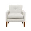Modern Living Room Chair Beige Chenille Upholstery Pocket Coils Solid Wood Legs Furniture 1pc Armchair