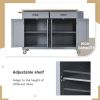 Kitchen Island Cart with Solid Wood Top and Locking Wheels