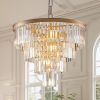 24" Contemporary Crystal Modern Chandeliers Crystal Ceiling Chandelier 4 Tier Golden Chandelier Lighting for Dining Room Living Room Bedroom (Bulbs No