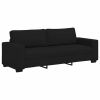 3-seater Sofa Black Polyester