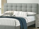 Contemporary 1pc California King Size Bed Grey Polyfiber Tufted Headboard Platform Bedframe Bedroom Furniture