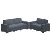 Sofa Set Dark Grey Velvet, Metal
