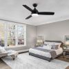 Yamiyu Modern 48 in. Indoor Matte Black Downrod Smart Ceiling Fan with Integrated LED