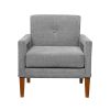 Modern Living Room Chair Gray Chenille Upholstery Pocket Coils Solid Wood Legs Furniture 1pc Armchair