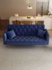 71-inch convertible love seat sofa, American retro blue velvet material