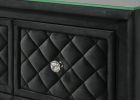 1pc Traditional Nine Drawers Velvet Tufted Drawer Fronts Faux Crystal Drawer Knobs Diamond-patterned Tufted Accents Black