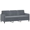 3-seater Sofa Dark grey Velvet (100% polyester)