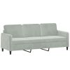 3-seater Sofa Light grey Velvet (100% polyester)