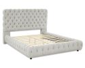 1pc Contemporary Upholstered Queen Bed Tufted Headboard and Footboard Bedroom Furniture Dove Gray