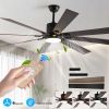 72" Walnut LED Ceiling Fan Light with 8 Wooden Blades, Remote Control