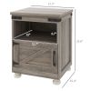 Side Table with Storage, End Table with Open Shelf, Cupboard and Wood Legs
