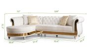 Gold Detailed Tufted Upholstery Sectional made with Wood In Off White