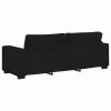 3-seater Sofa Black Polyester