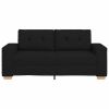 Loveseat Sofa Black 100% Polyester