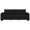 3-seater Sofa Black Polyester