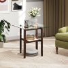 24 Inch 2-Tier Square Glass Coffee Table Center Table with Storage Shelf