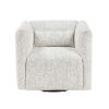 Modern Living Room Swivel Chair Beige Jacquard Fabric Upholstery Pillow Comfort Plywood Furniture 1pc