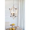 4 - Light Wood Chandelier, Hanging Light Fixture with Adjustable Chain for Kitchen Dining Room Foyer Entryway