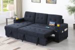 Ashlyn II 84"W Dark Gray Woven Fabric Reversible Sleeper Sectional Sofa with Storage Chaise