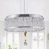 Modern Crystal Chandelier 19 Inches Aluminum+Iron Round Ceiling Light Flush Mount Ceiling Light Fixture for kitchen Island Dinning Bedrooms and Hallwa