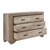 1pc Natural Finish 6-Drawers Dresser w Black Hardware Bedroom Furniture Rustic Contemporary Design