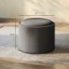 HOMCOM Round Storage Ottoman Coffee Table with Flip Top Tray, Linen Fabric Upholstered Footstool with Hidden Compartment