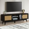63'' Dark Rattan TV Stand with 2 Storage Cabinets for 65 Inch TV