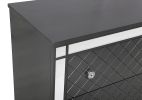 1Pc Glam Contemporary Style 5-Drawer Chest Storage Drawers w Mirror Plating Tapered Legs Gray Finish Bedroom Solid Wood Wooden Furniture