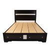 Traditional Matrix King 5 PC Storage Bedroom Set in Black made with Wood