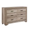 1pc Natural Finish 6-Drawers Dresser w Black Hardware Bedroom Furniture Rustic Contemporary Design