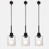 3-Lights H-Type Track Light, Dimmable Track Mount Pendant Lighting Fixtures with Seeded Glass Shade