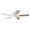 52 inch Hugger Indoor Ceiling Fan with Light Kit, White, 5 Blades, Reverse Airflow