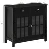 Sideboard Buffet Cabinet, Storage Cupboard with Glass Doors, Adjustable Shelf and 2 Drawers for Kitchen