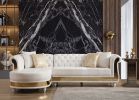 Gold Detailed Tufted Upholstery Sectional made with Wood In Off White