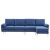280 *140 *86cm L-Shaped Glossy With Iron Legs 4-Seater Indoor Modular Sofa Blue