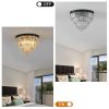 20" Luxury Crystal Flush Mount Ceiling Light with Black Finish