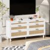 59" Rattan Dresser with Drawers