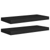 Wall Shelf Set of 2 Black Honeycomb MDF