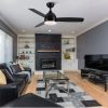 Yamiyu Modern 48 in. Indoor Matte Black Downrod Smart Ceiling Fan with Integrated LED