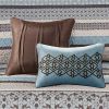 5 Piece Jacquard Quilt Set with Throw Pillows Blue King/Cal King